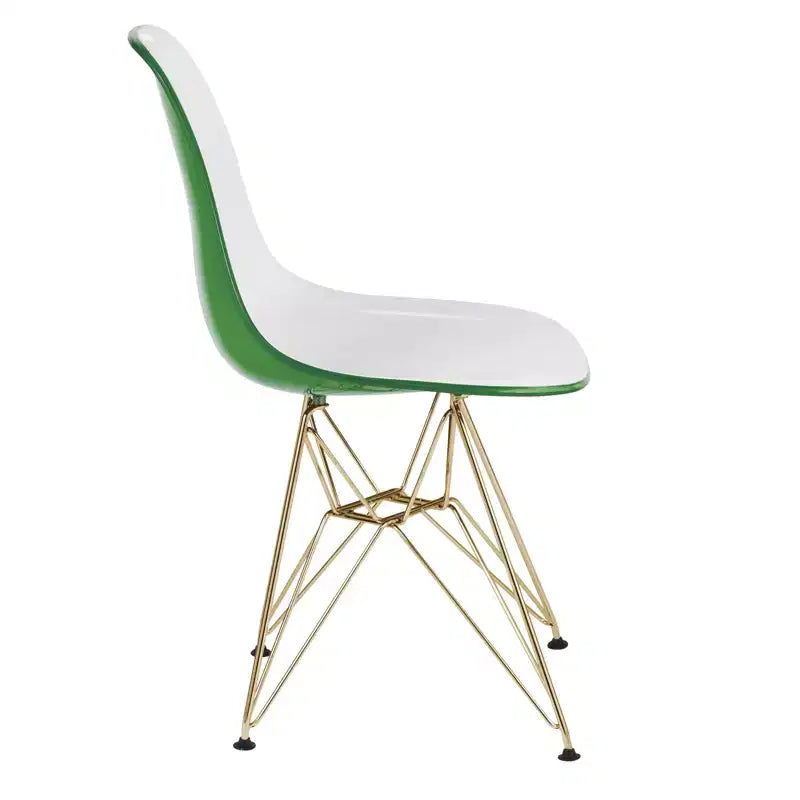 LeisureMod Cresco Sedie da pranzo moderne in acrilico (set da 4) Base cromata dorata Eiffel, eleganti sedie d'accento per sale da pranzo e cucine contemporanee
