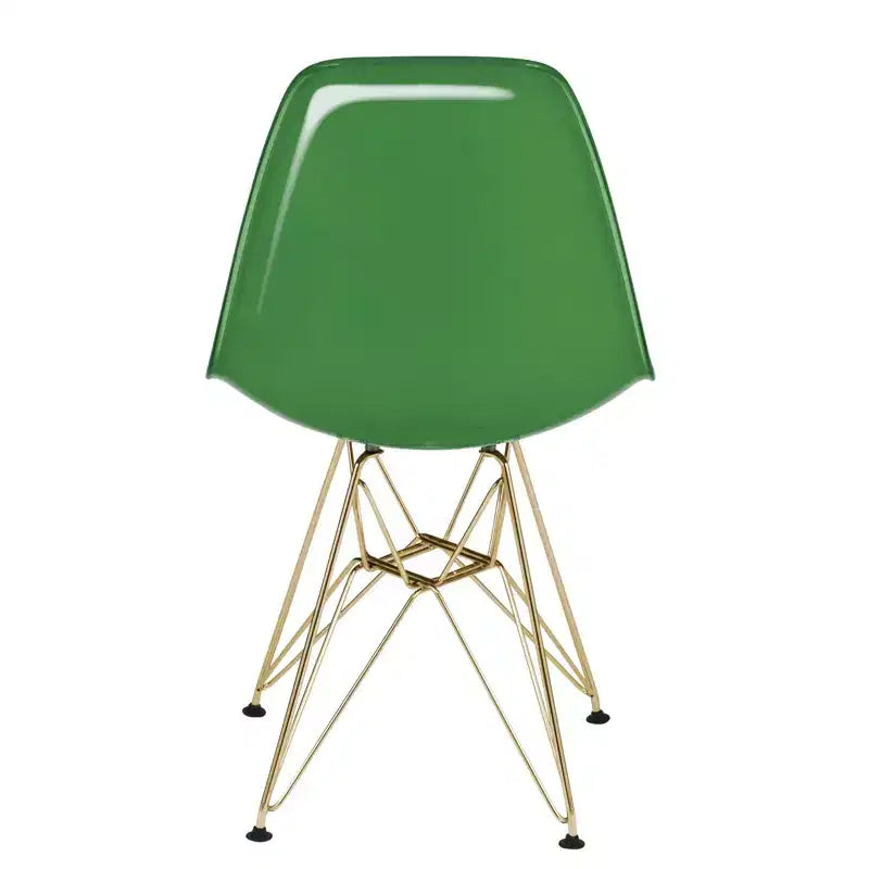 LeisureMod Cresco Sedie da pranzo moderne in acrilico (set da 4) Base cromata dorata Eiffel, eleganti sedie d'accento per sale da pranzo e cucine contemporanee