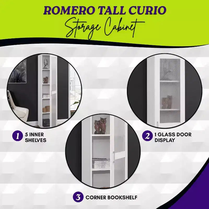 Mobile espositore alto Kings Brand Furniture Romero con 1 anta