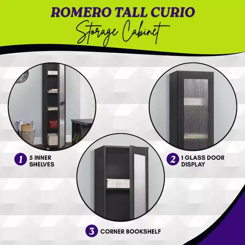 Mobile espositore alto Kings Brand Furniture Romero con 1 anta