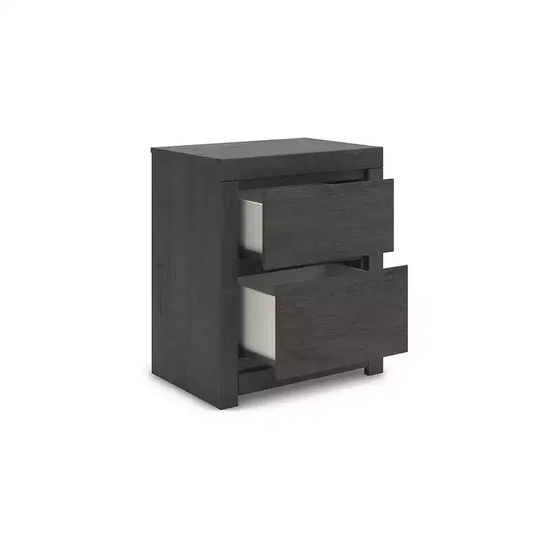 Comodino Signature Design by Ashley Candanew a 2 cassetti con porte di ricarica USB, grigio antracite