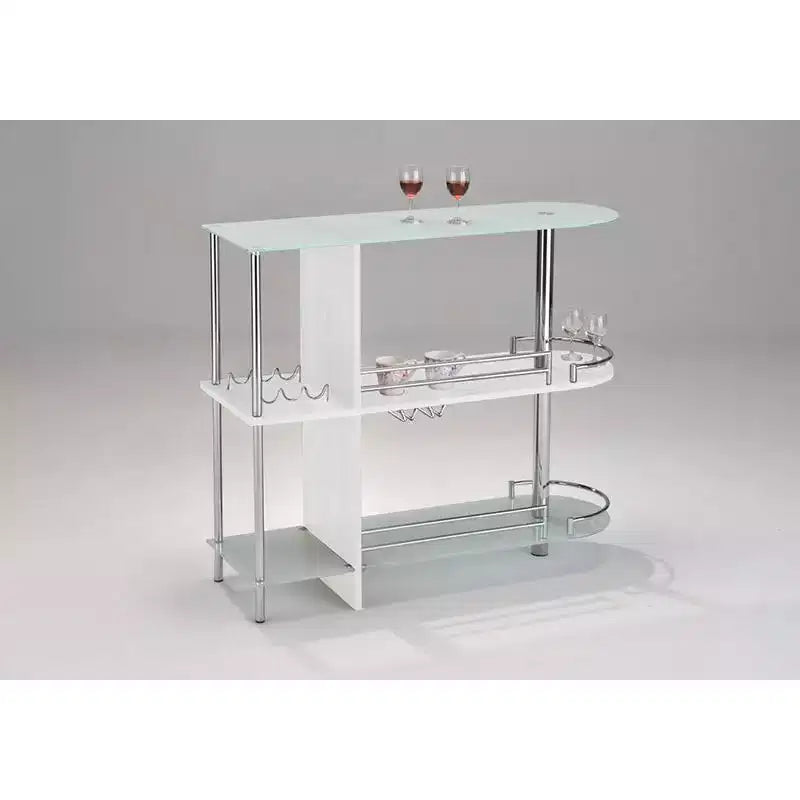 Kings Brand Furniture Tavolo da bar con portabottiglie, 3 ampi ripiani e due ripiani in vetro temperato