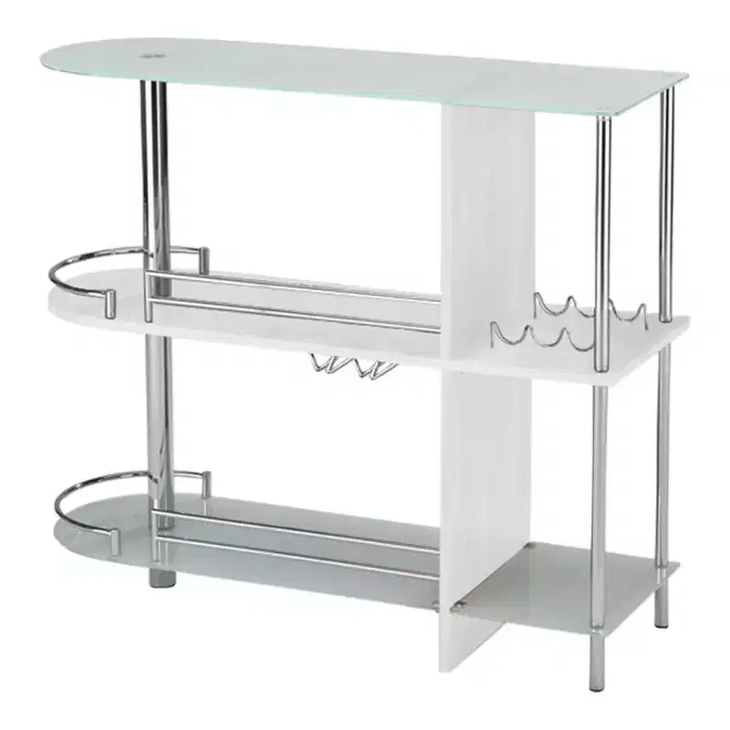 Kings Brand Furniture Tavolo da bar con portabottiglie, 3 ampi ripiani e due ripiani in vetro temperato