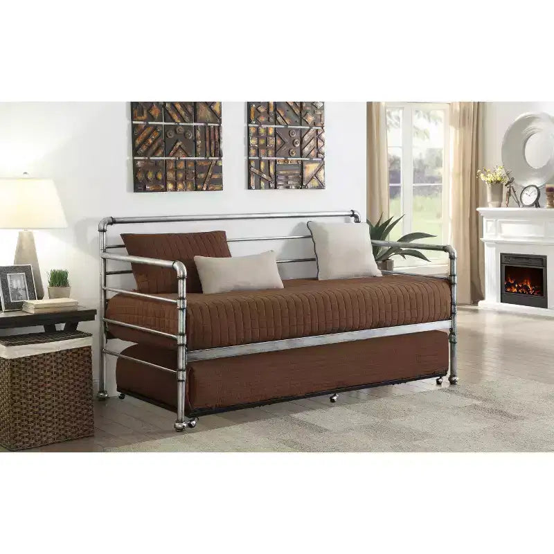 Kings Brand Furniture - Struttura letto estraibile con rotelle, in metallo, per divano letto, con doghe in acciaio, misura singola