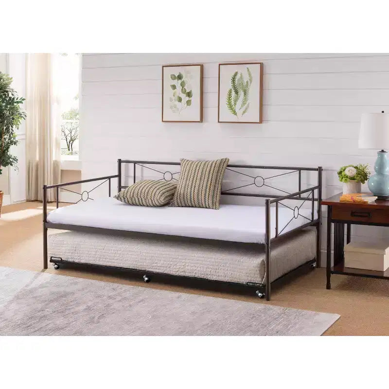 Kings Brand Furniture - Struttura letto estraibile con rotelle, in metallo, per divano letto, con doghe in acciaio, misura singola
