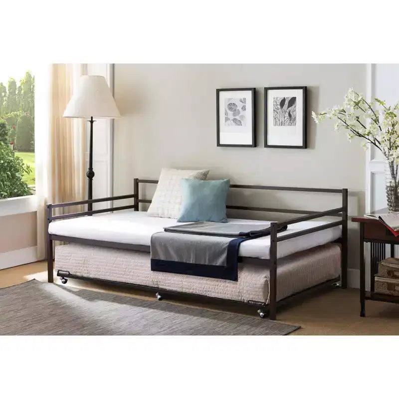 Kings Brand Furniture - Struttura letto estraibile con rotelle, in metallo, per divano letto, con doghe in acciaio, misura singola