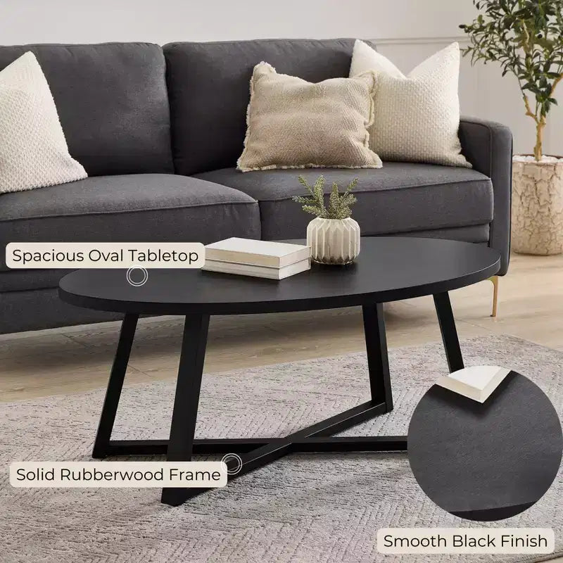Set di tavolini da caffè ovali in legno Roundhill Furniture Modern Harmony, 3 pezzi