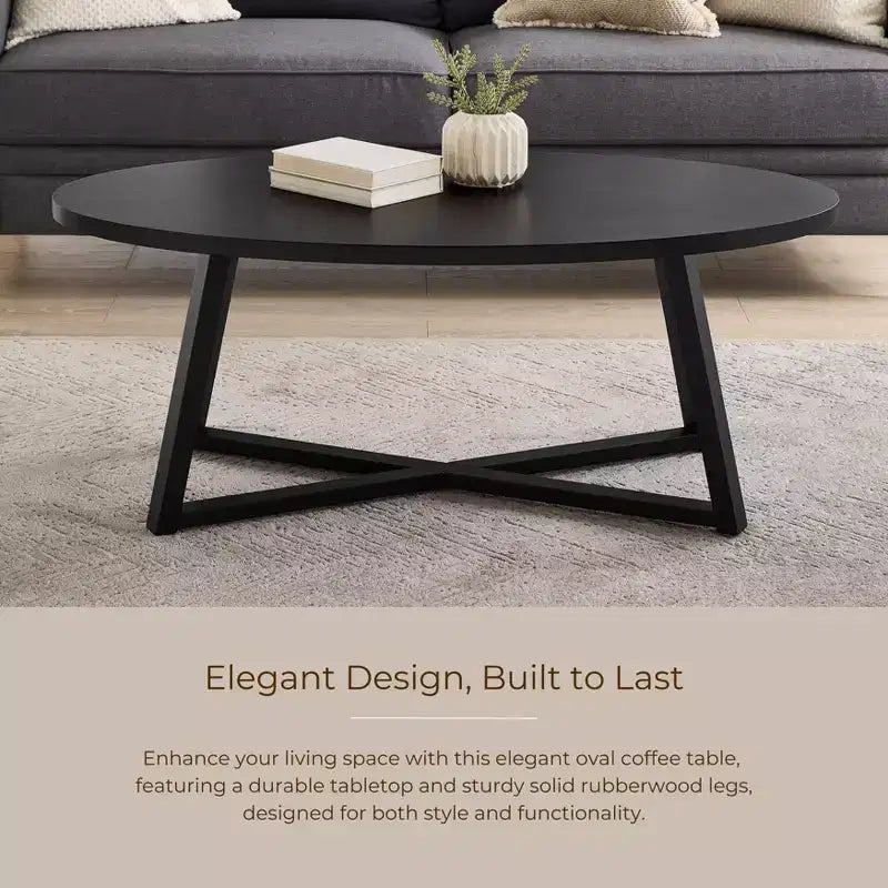Set di tavolini da caffè ovali in legno Roundhill Furniture Modern Harmony, 3 pezzi
