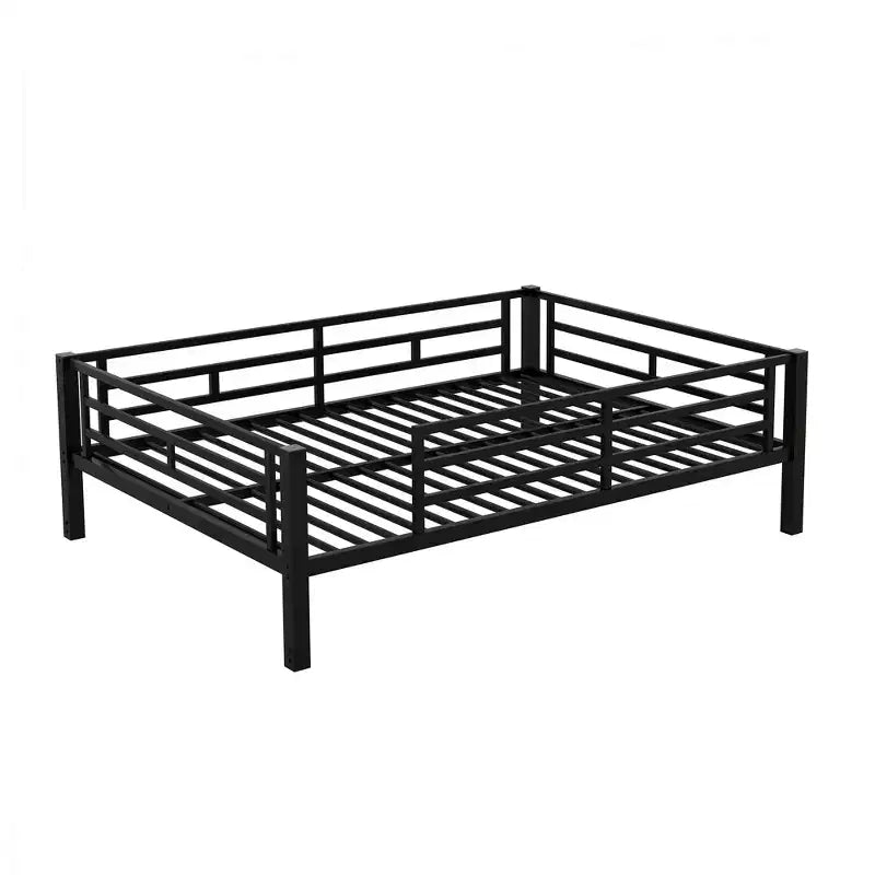 Whisen Letto a castello convertibile full size in metallo con 2 cassetti e scaletta - Nero