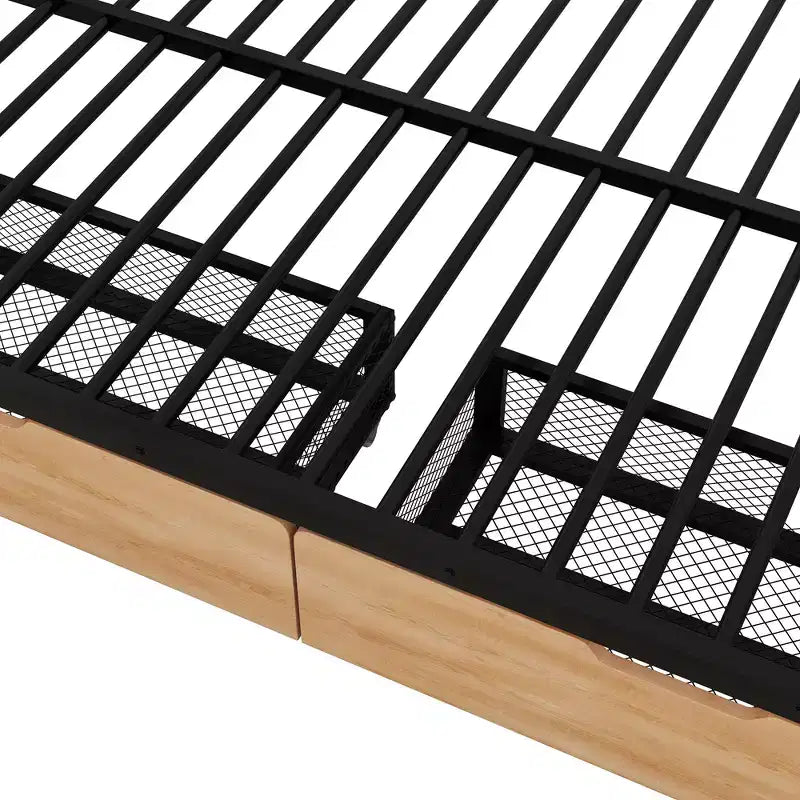 Whisen Letto a castello convertibile full size in metallo con 2 cassetti e scaletta - Nero