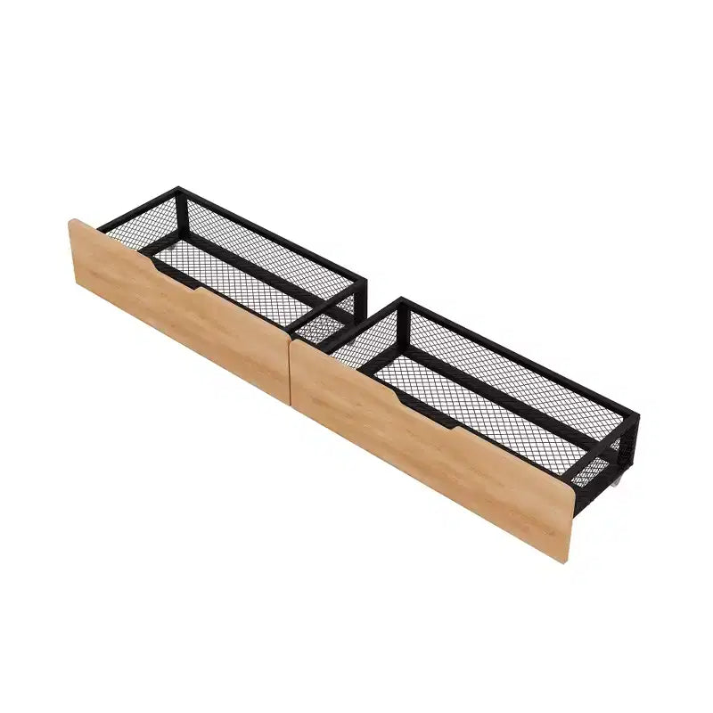 Whisen Letto a castello convertibile full size in metallo con 2 cassetti e scaletta - Nero
