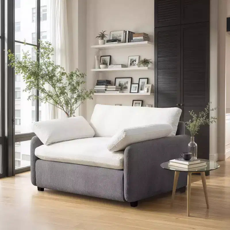 Poltrona GDFStudio Lilith 50 in ciniglia oversize a blocchi di colore, poltrona singola