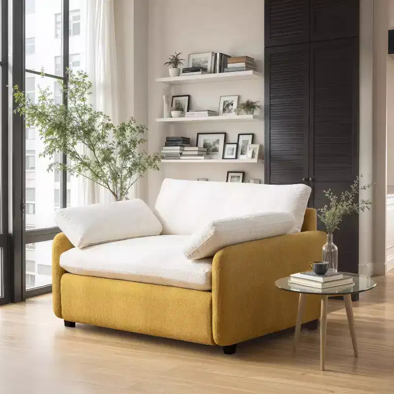 Poltrona GDFStudio Lilith 50 in ciniglia oversize a blocchi di colore, poltrona singola