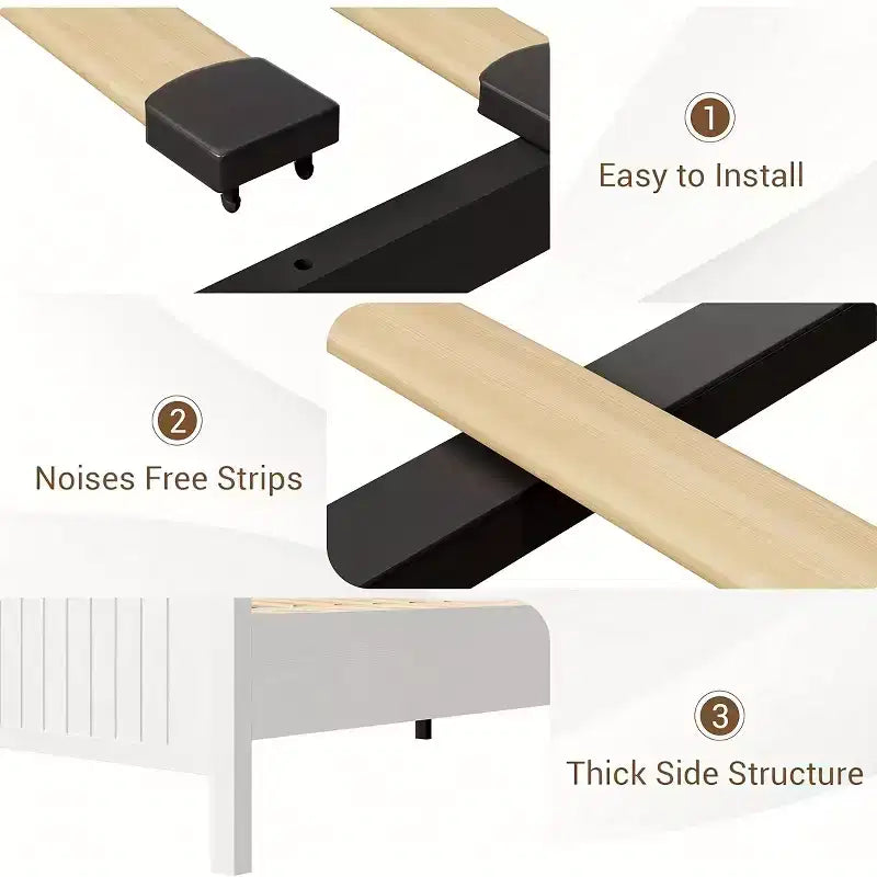 Telaio letto Garvee con LED e stazione di ricarica, letto a piattaforma con testiera a libreria e contenitore, porta scorrevole a fienile, nessuna necessità di box spring (Noce+Bianco)