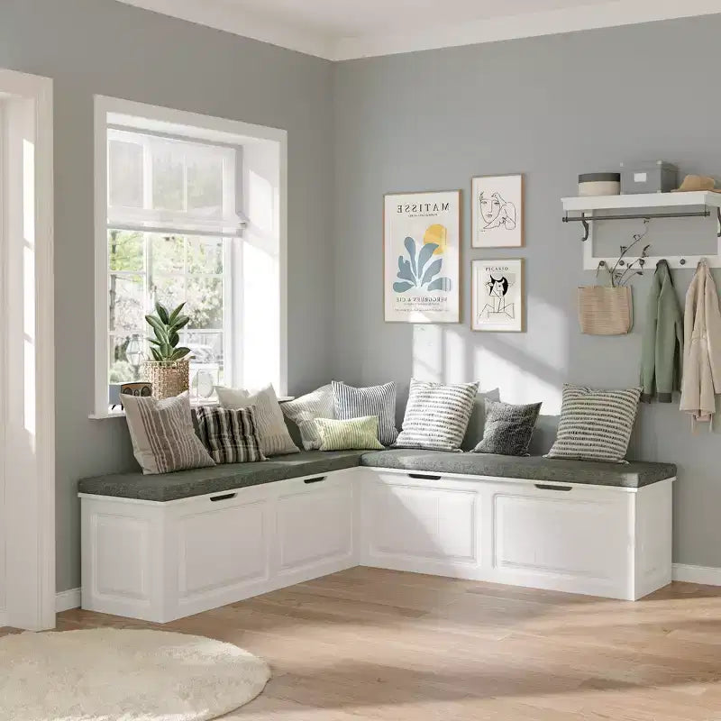 Famapy Elegant and Practical L - shaped Corner Storage Bench Shoe Bench for Home Organization
