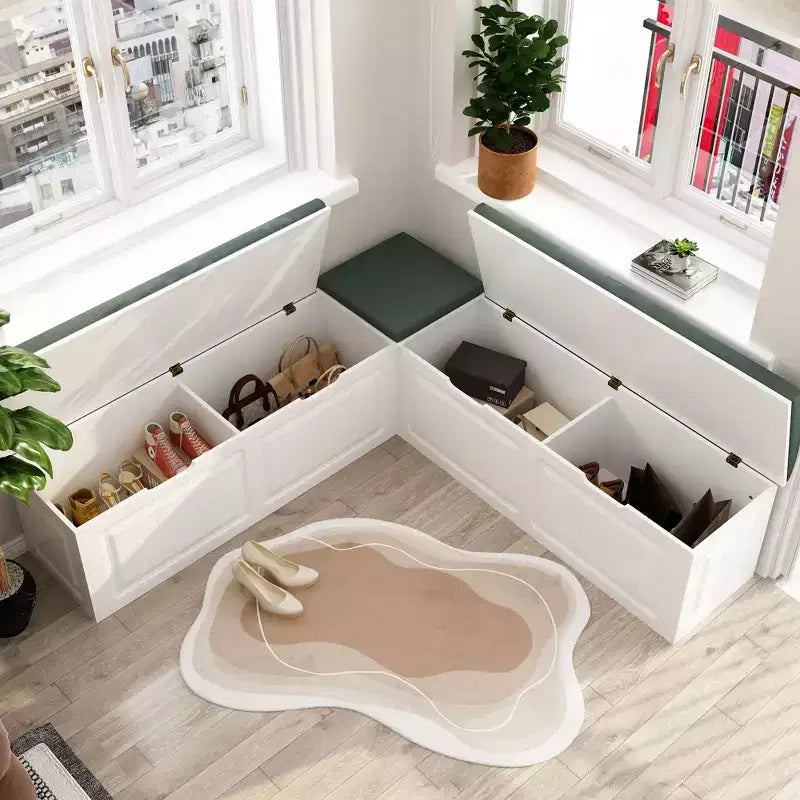 Famapy Panchina Angolare a L Elegante e Pratica Panchina Porta Scarpe per l'Organizzazione Domestica