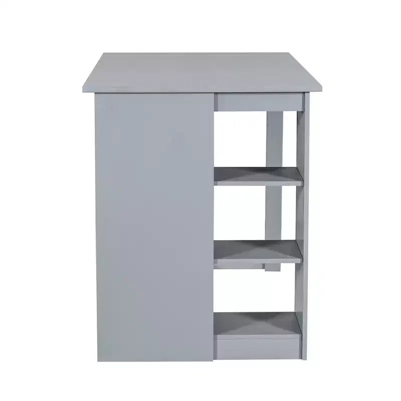 Set da pranzo da 5 pezzi in stile rustico con tavolo ad altezza bancone e 4 sedie da pranzo imbottite e ripiani portaoggetti a 3 livelli, Grigio/Naturale+Bianco-ModernLuxe