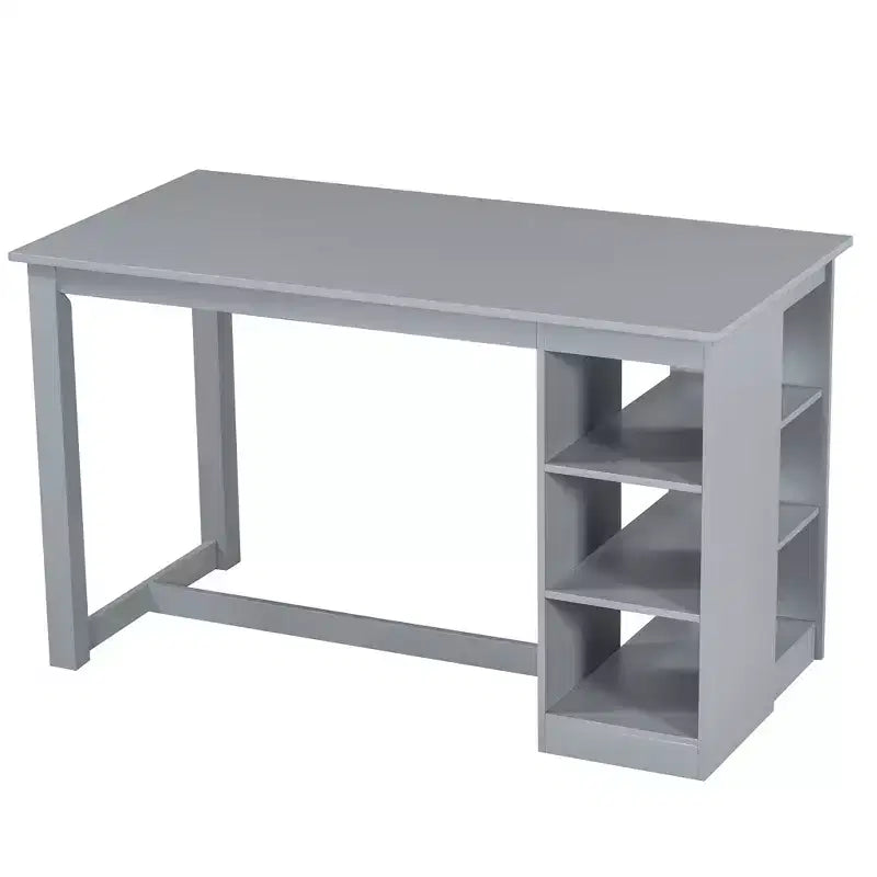 Set da pranzo da 5 pezzi in stile rustico con tavolo ad altezza bancone e 4 sedie da pranzo imbottite e ripiani portaoggetti a 3 livelli, Grigio/Naturale+Bianco-ModernLuxe