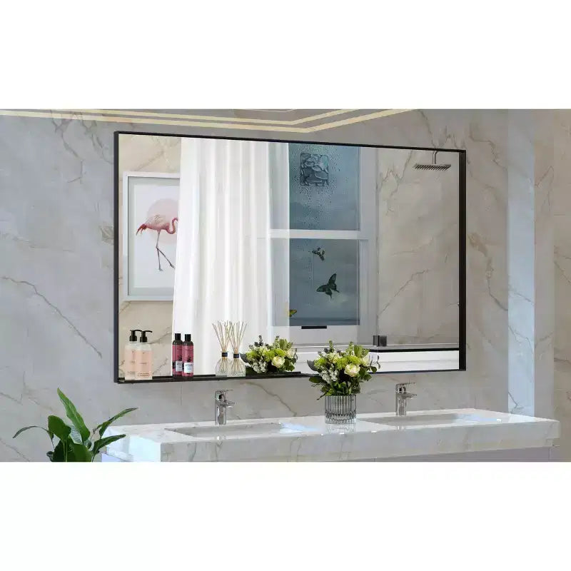 Specchio Moderno con Cornice Nera per Bagno: Grande, in Alluminio, da Parete, Verticale/Orizzontale