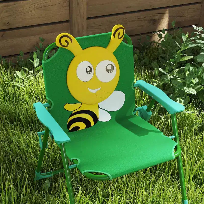 Qaba Tavolo da Picnic e Sedie per Bambini, Set da Esterno con 2 Sedie Pieghevoli, Ombrellone Rimovibile, per Giardino e Cortile