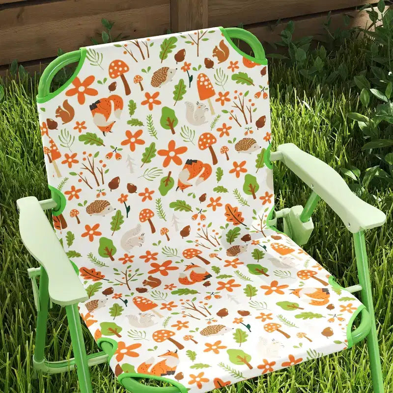 Qaba Tavolo da Picnic e Sedie per Bambini, Set da Esterno con 2 Sedie Pieghevoli, Ombrellone Rimovibile, per Giardino e Cortile