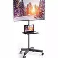 PERLESMITH Mobile TV Cart with Wheels for 23-60 LCD/LED/OLED TVs, Height Adjustable Shelf, Holds Up to 99 lbs, Max VESA 400x400mm