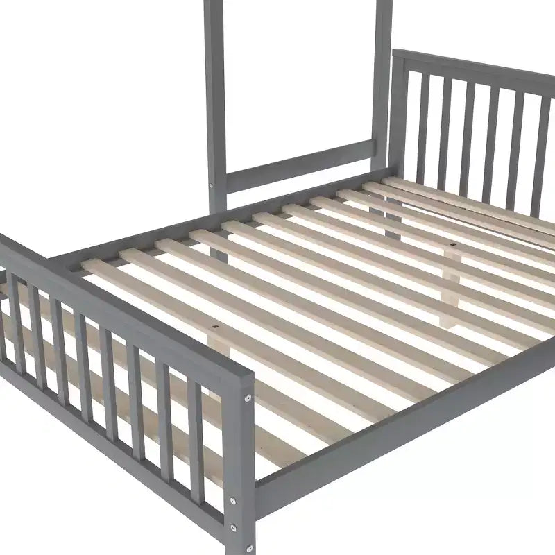 Whisen 97,2L 78,4W Moderno Letto a Soppalco in Legno Matrimoniale a Castello con Contenitore a Scala