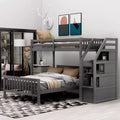 Whisen 97.2L  78.4W Modern Wood Twin over Full Loft Bed with Staircase Storage