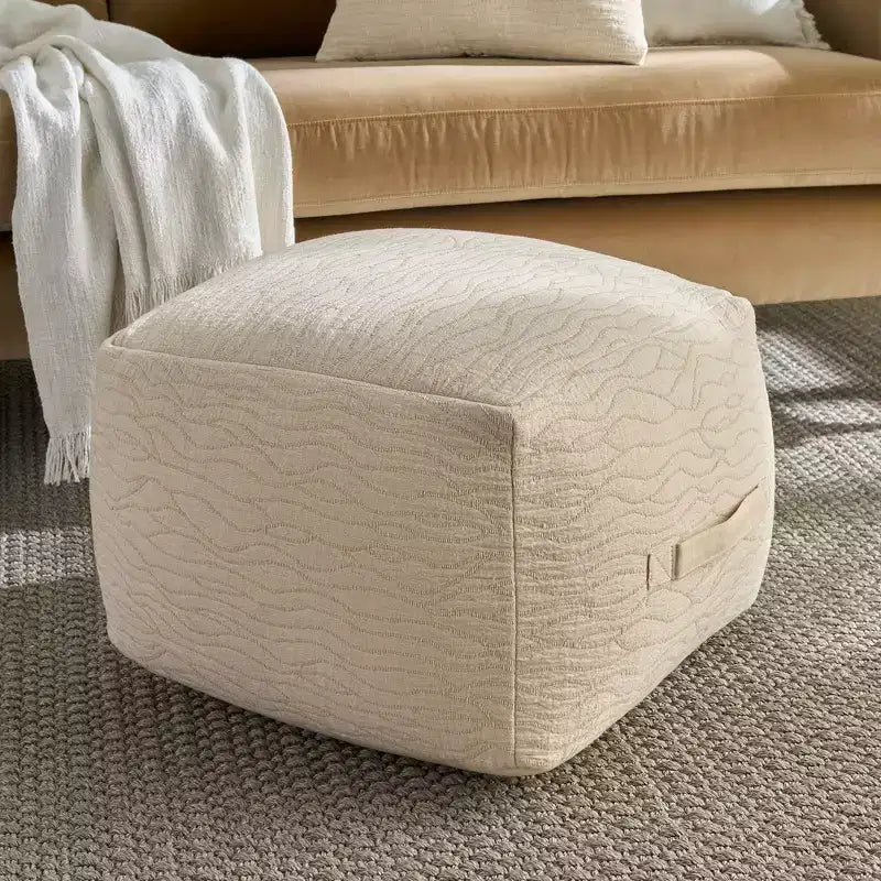 Pouf da interni Mina Victory Lifestyle Moderno Tinta Unita 18 x 18 x 14 Avorio