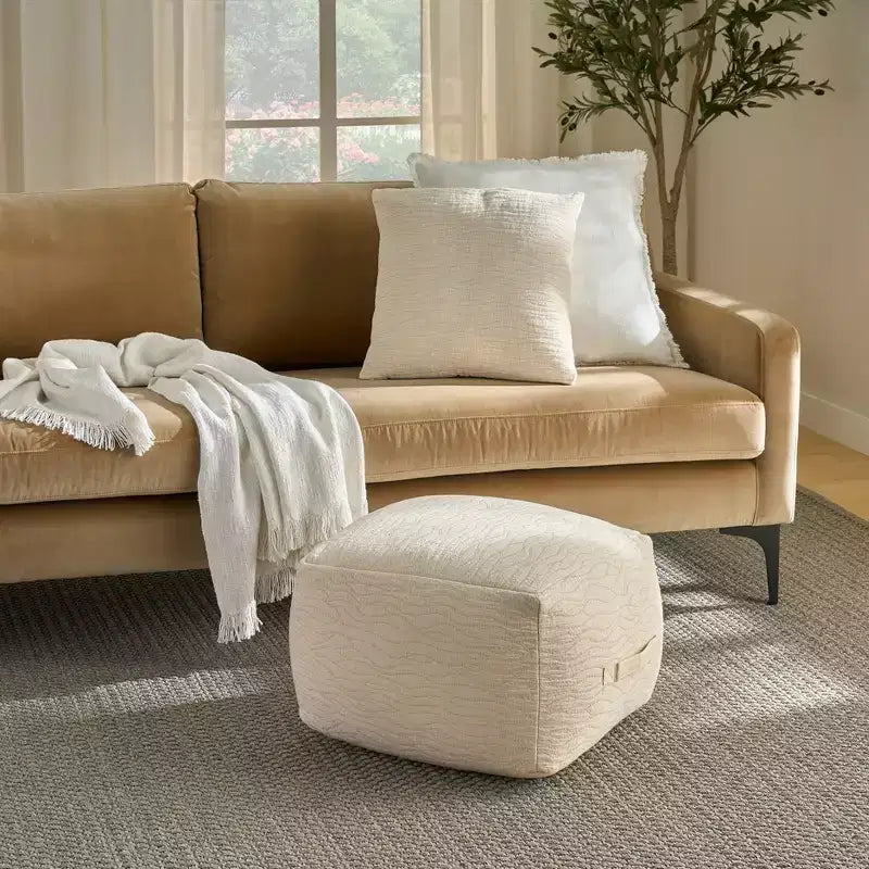 Pouf da interni Mina Victory Lifestyle Moderno Tinta Unita 18 x 18 x 14 Avorio