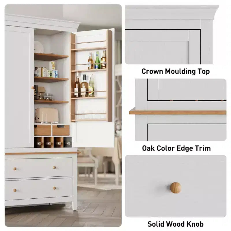 Heynemo 70 Armadio per Dispensa Alto da Cucina con 8 Ripiani, Grande Armadio Contenitore con Cassetti e Ripiani Regolabili per Cucina, Sala da Pranzo