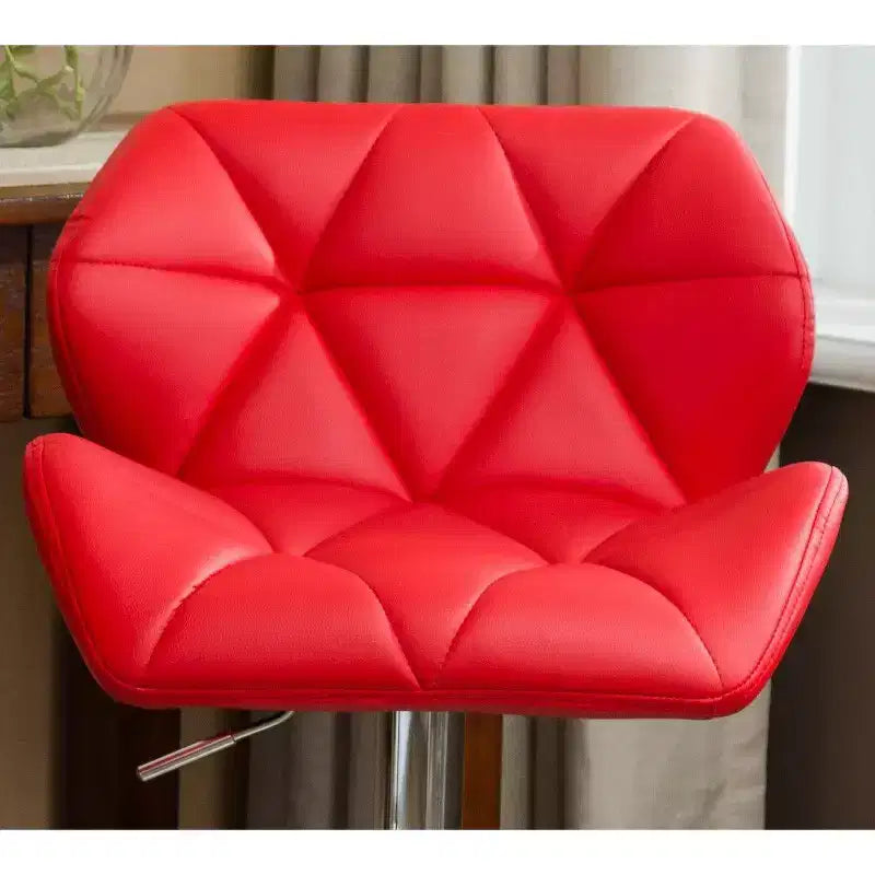 Sgabelli da Bar Idraulici Rotondi Contemporanei Glasgow di Roundhill Furniture, con Altezza Regolabile e Bottoni, Rossi, Set da 2