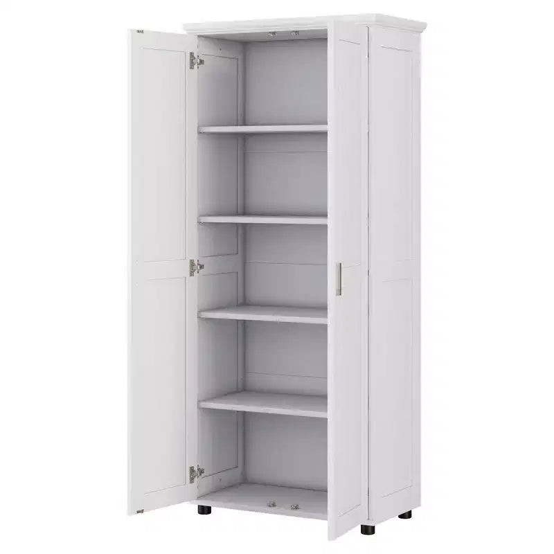 Mobiletto portaoggetti Whisen in stile minimalista con doppie ante e ripiani regolabili per bagno, ufficio - Bianco