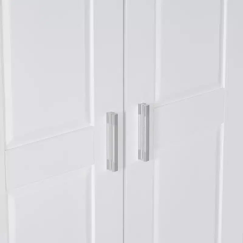 Mobiletto portaoggetti Whisen in stile minimalista con doppie ante e ripiani regolabili per bagno, ufficio - Bianco