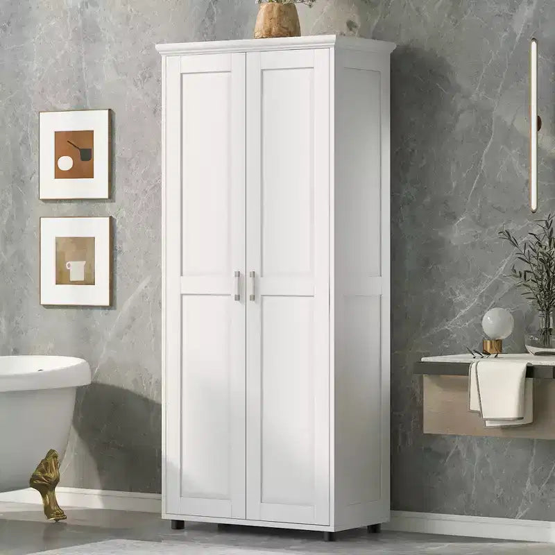 Mobiletto portaoggetti Whisen in stile minimalista con doppie ante e ripiani regolabili per bagno, ufficio - Bianco