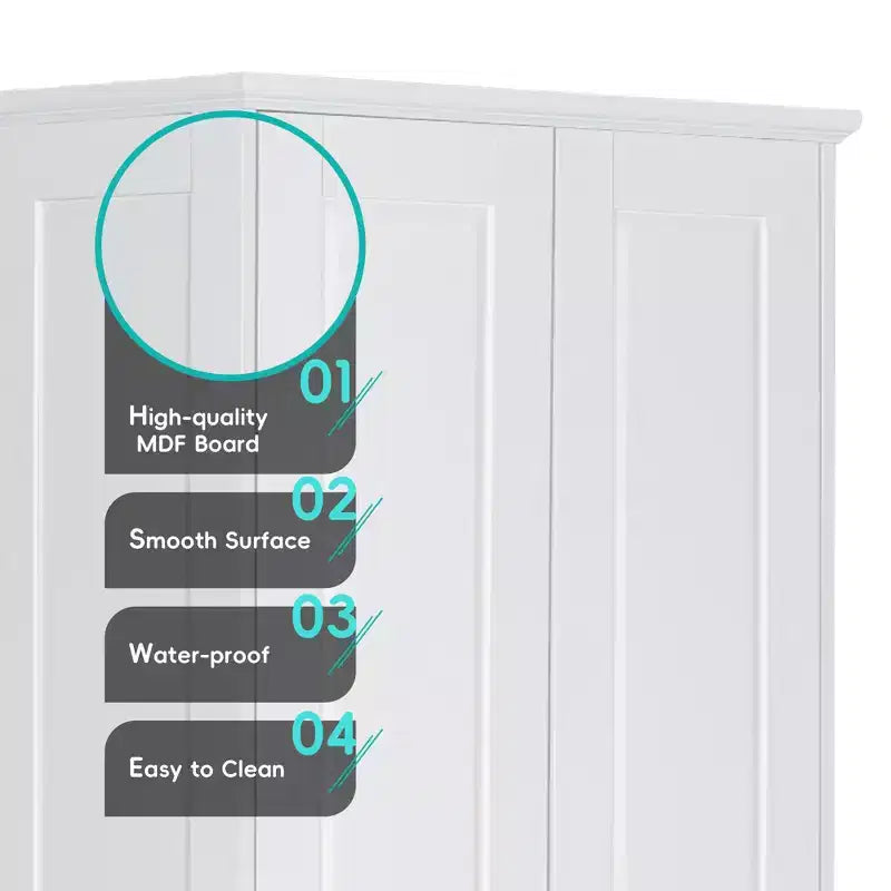 Mobiletto portaoggetti Whisen in stile minimalista con doppie ante e ripiani regolabili per bagno, ufficio - Bianco