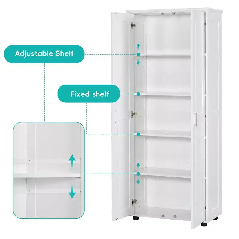 Mobiletto portaoggetti Whisen in stile minimalista con doppie ante e ripiani regolabili per bagno, ufficio - Bianco