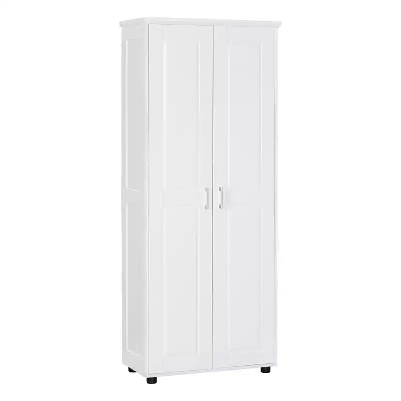 Mobiletto portaoggetti Whisen in stile minimalista con doppie ante e ripiani regolabili per bagno, ufficio - Bianco