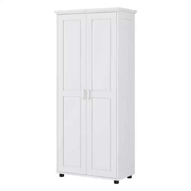 Mobiletto portaoggetti Whisen in stile minimalista con doppie ante e ripiani regolabili per bagno, ufficio - Bianco