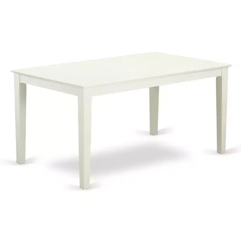 Set tavolo da cucina HomeStock in lino bianco, 7 pezzi, tavolo rettangolare e 6 sedie