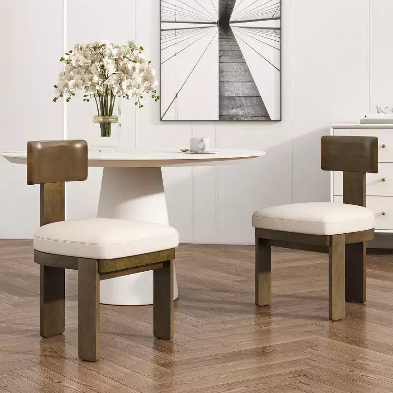 Christopher Knight Home Gaynor Mid-Century Modern Rubberwood Chenille Upholstered Dining Chairs(Set of 2)