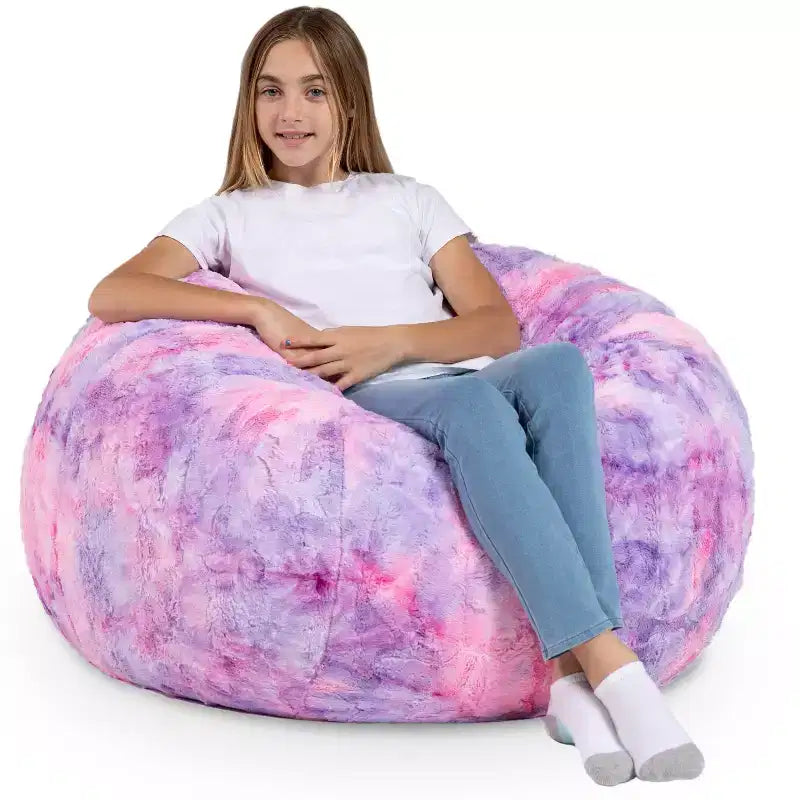 Poltrona Sacco Jaxx Saxx da 90 cm - Pelliccia Sintetica - Colori Divertenti