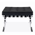 HomeRoots 24 Black Genuine Leather and Silver Tufted Footstool Ottoman