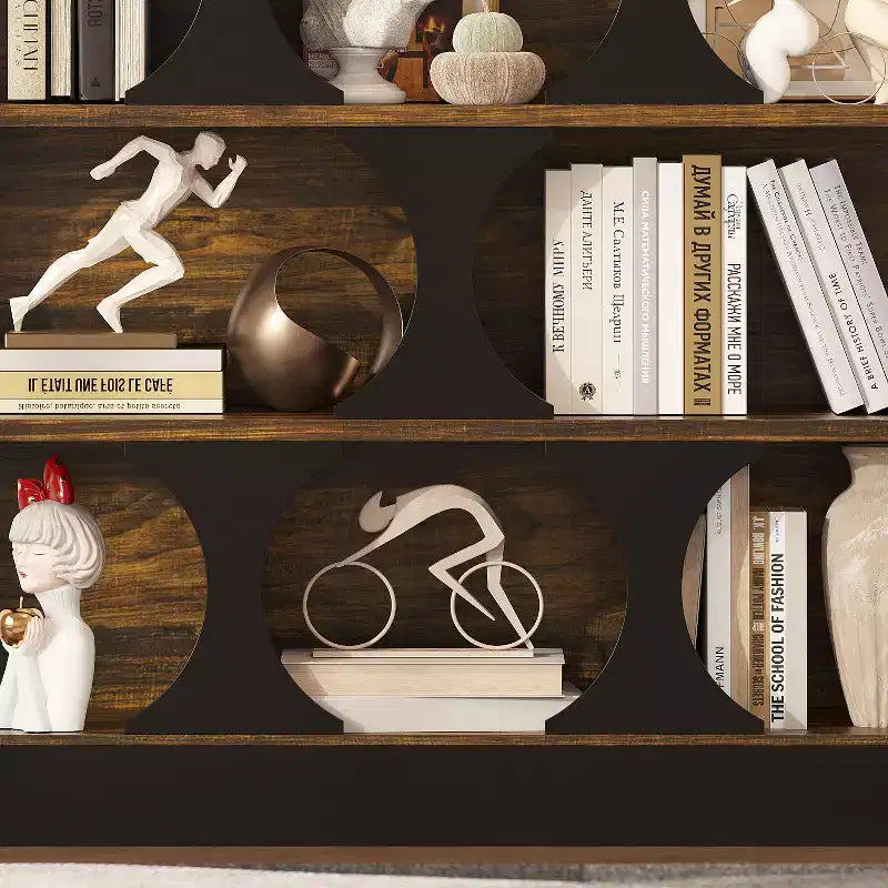 Famapy Modern Industrial - Scaffale espositivo per libri con design geometrico e ripiani multipli