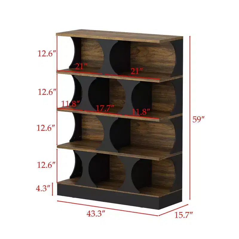 Famapy Modern Industrial - Scaffale espositivo per libri con design geometrico e ripiani multipli