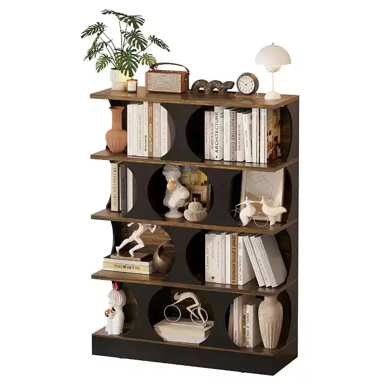 Famapy Modern Industrial - Scaffale espositivo per libri con design geometrico e ripiani multipli