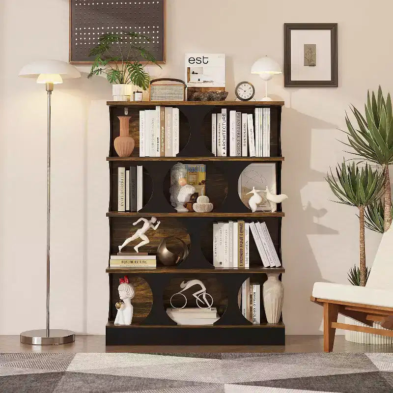 Famapy Modern Industrial - Scaffale espositivo per libri con design geometrico e ripiani multipli