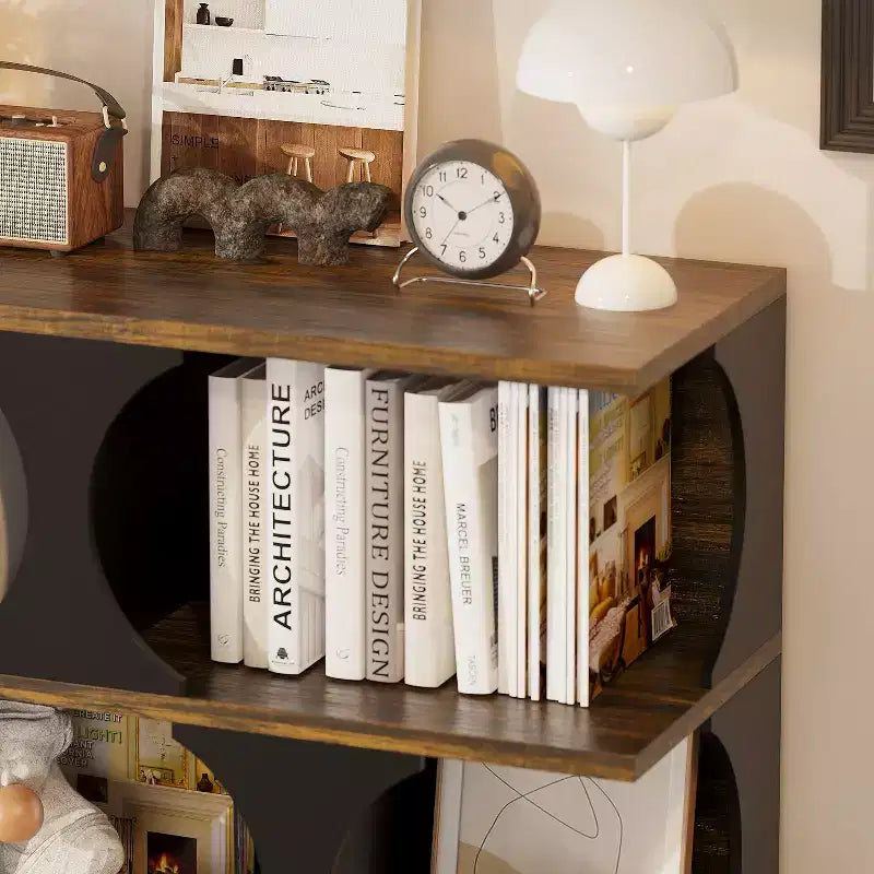 Famapy Modern Industrial - Scaffale espositivo per libri con design geometrico e ripiani multipli