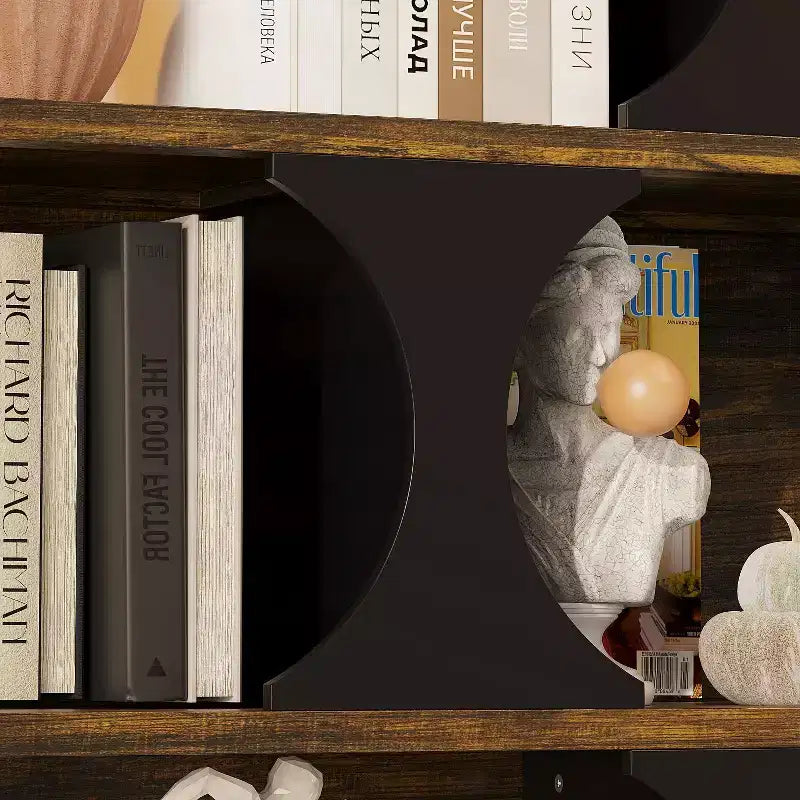 Famapy Modern Industrial - Scaffale espositivo per libri con design geometrico e ripiani multipli
