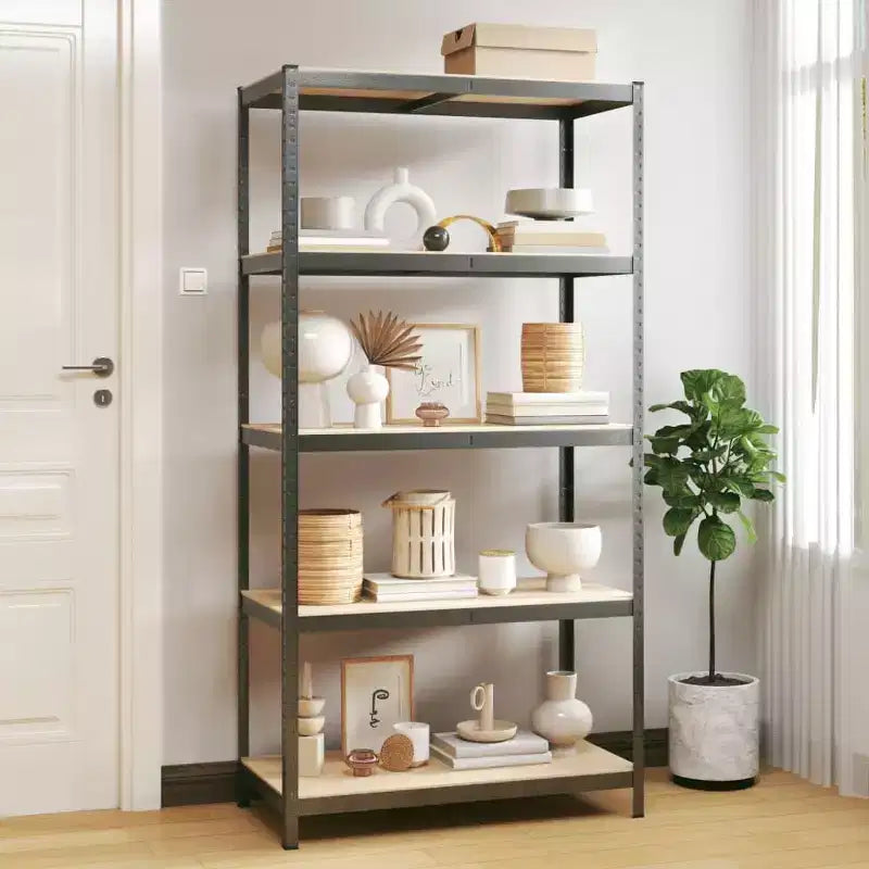 vidaXL Scaffale a 5 Ripiani Resistente Acciaio e Legno, Grigio